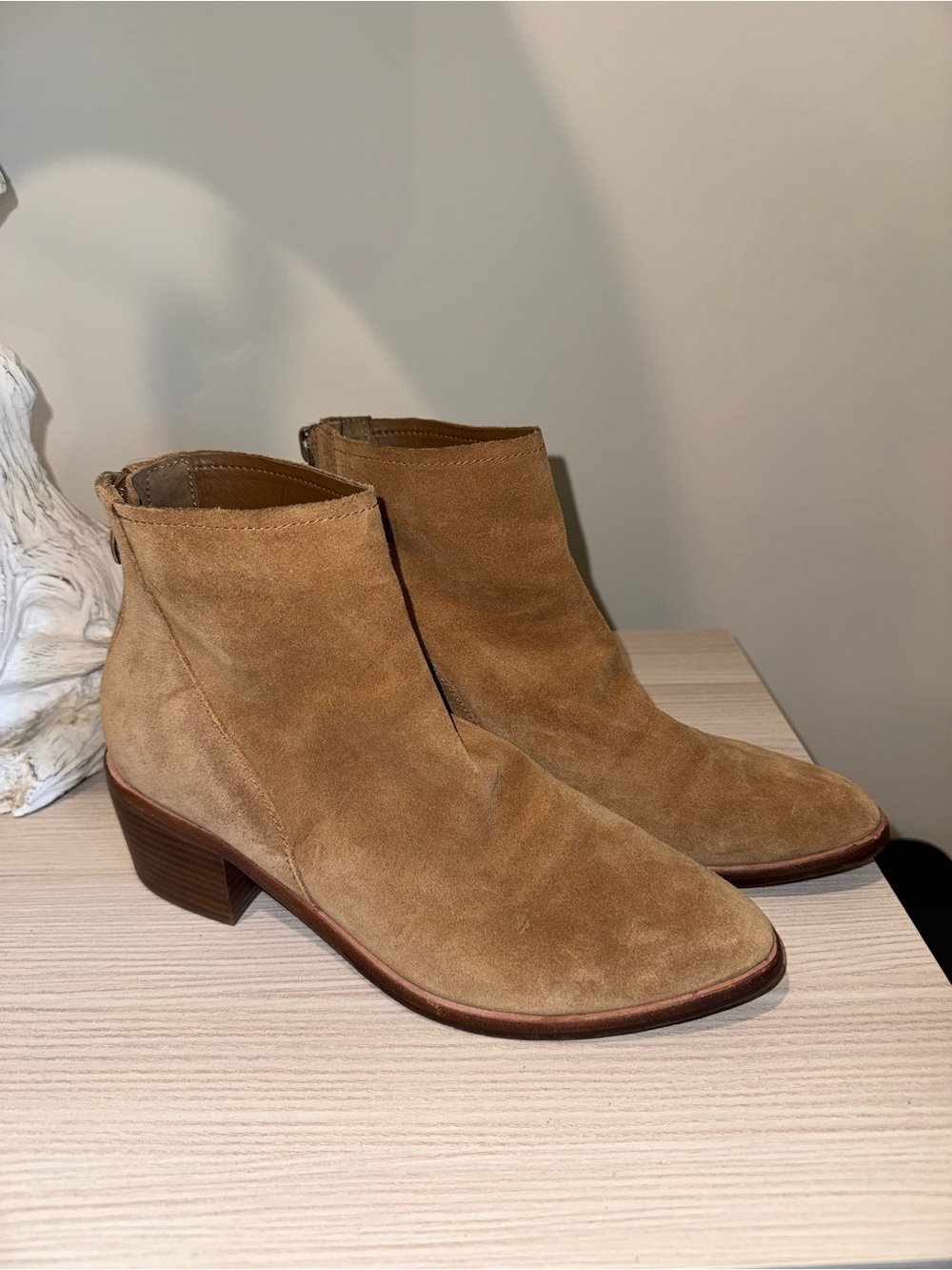 ANTONIO MELANI Suede Ankle Boots in Light Brown 8.5
